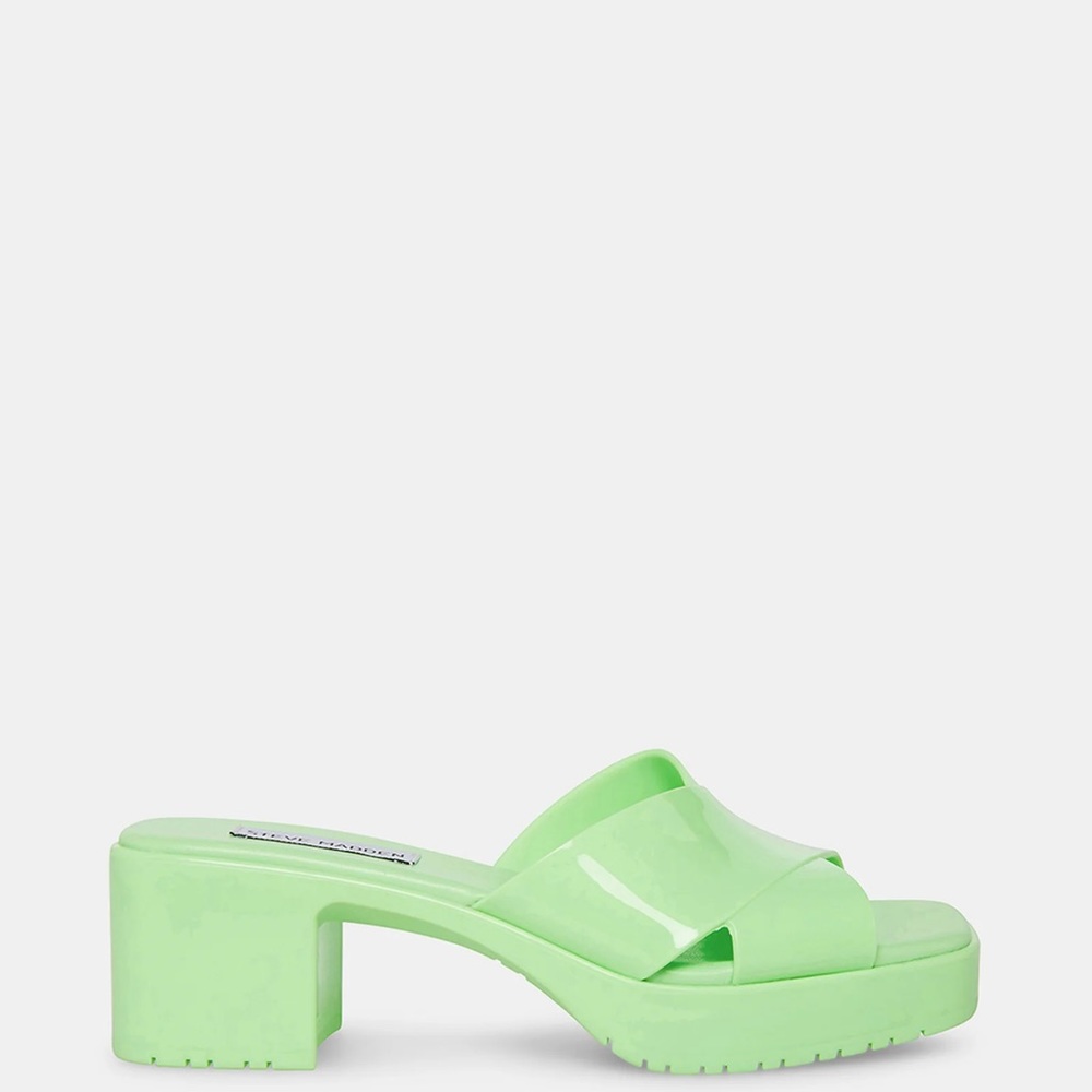Steve Madden Green Jelly Platform Slide Sandals